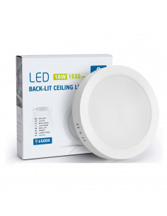 Tradineur - Lámpara de techo led redondo, retroiluminado,18 w, 1530  lm, luz blanca fría, foco led para cocina sala de estar, do