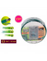 Tradineur - Manguera de riego flexible de 3 capas, incluye 4 accesorios, PVC, regar jardín, huerto, lavar coche, labores agrícol