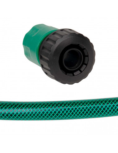 Tradineur - Manguera de riego flexible de 3 capas, incluye 4 accesorios, PVC, regar jardín, huerto, lavar coche, labores agrícol