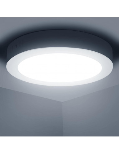 Tradineur - Lámpara de techo led redondo, retroiluminado,18 w, 1530  lm, luz blanca fría, foco led para cocina sala de estar, do