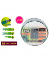 Tradineur - Manguera de riego flexible, 3 capas PVC, incluye 4 accesorios, regar jardín, huerto, lavar coche, labores agrícolas,