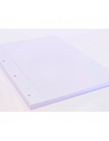 Tradineur - Pack de 100 hojas cuadriculadas A4 perforadas con margen, recambio hojas sueltas para archivador, 4 taladros, papel