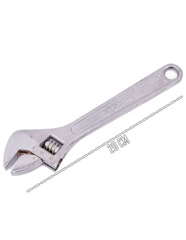 Tradineur - Llave inglesa con una apertura máxima de 30 mm - Fabricado en acero - Llave ajustable - 20 cm 