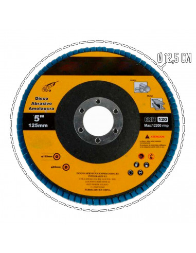 Tradineur - Plato/disco abrasivo amoladora - Accesorio de herramienta - Diámetro 12,5 cm - 12200 rpm.