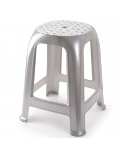 Tradineur - Taburete de plástico, asiento de 26 x 26 cm y reposapiés, banqueta multiusos, cocina, salón, baño, hogar, fabricado