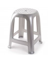 Tradineur - Taburete de plástico, asiento de 26 x 26 cm y reposapiés, banqueta multiusos, cocina, salón, baño, hogar, fabricado