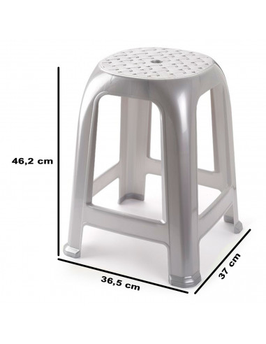 Tradineur - Taburete de plástico, asiento de 26 x 26 cm y reposapiés, banqueta multiusos, cocina, salón, baño, hogar, fabricado