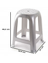 Tradineur - Taburete de plástico, asiento de 26 x 26 cm y reposapiés, banqueta multiusos, cocina, salón, baño, hogar, fabricado