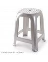 Tradineur - Taburete de plástico, asiento de 26 x 26 cm y reposapiés, banqueta multiusos, cocina, salón, baño, hogar, fabricado