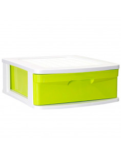Tradineur - Cajonera de plástico Sena, 1 cajón multicolor, multiusos, ordenación, almacenaje, escuela, hogar, fabricada en Españ