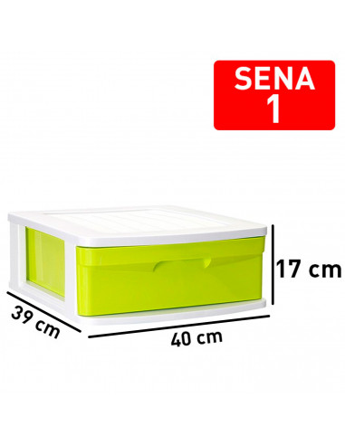Tradineur - Cajonera de plástico Sena, 1 cajón multicolor, multiusos, ordenación, almacenaje, escuela, hogar, fabricada en Españ