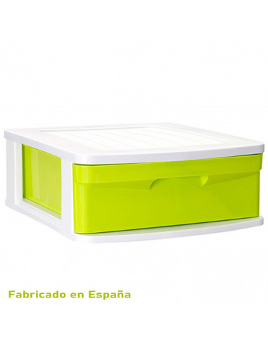 Tradineur - Cajonera de plástico Sena, 1 cajón multicolor, multiusos, ordenación, almacenaje, escuela, hogar, fabricada en Españ