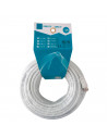 Cable de tv de 15 metros de color blanco con salidas macho y hembra. Cable coaxial para conexión con antena de tv de color blanc