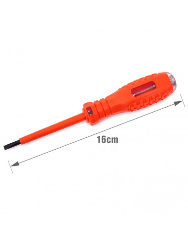Tradineur - Destornillador buscapolos - Diseño ergonómico - Detección de 110 a 500 V - longitud de 16 cm