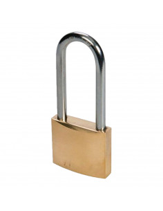 Tradineur - Candado largo con 2 llaves - Fabricado en Acero - Perfecto para casilleros, puerta, maletas y mochilas - 4 x 1,8 x 0