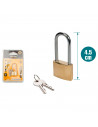 Tradineur - Candado largo con 2 llaves - Fabricado en Acero - Perfecto para casilleros, puerta, maletas y mochilas - 4 x 1,8 x 0