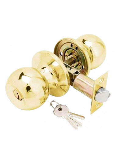 Tradineur - Manilla/Pomo para puerta de 35 a 50 mm - Backset ajustable de 60 a 70 mm - Fabricado en Latón y Acero - Juego de lla