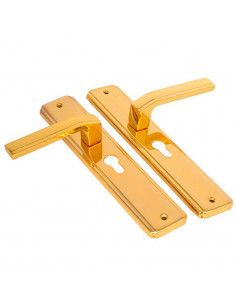 Tradineur - Pack 2 Manillas para puerta con bocallave - Incluye Tornillos - Fuerte y durable, libre de corrosión - Color Dorado