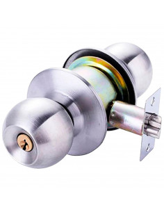 Tradineur - Manilla/Pomo para puerta de 35 a 50 mm - Backset ajustable de 60 a 70 mm - Fabricado en Latón y Acero - Juego de lla