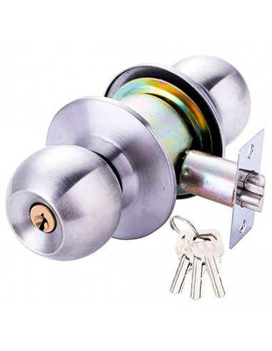 Tradineur - Manilla/Pomo para puerta de 35 a 50 mm - Backset ajustable de 60 a 70 mm - Fabricado en Latón y Acero - Juego de lla