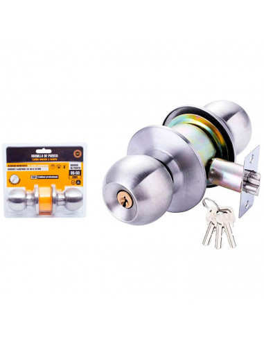 Tradineur - Manilla/Pomo para puerta de 35 a 50 mm - Backset ajustable de 60 a 70 mm - Fabricado en Latón y Acero - Juego de lla