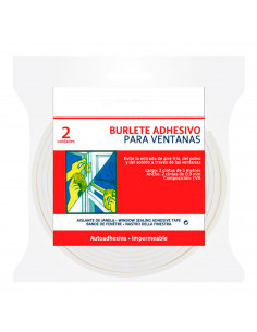 Pamex - Pack de 2 burletes adhesivos aislantes para ventanas, 5 m x 0.9 cm. Tiras de sellado junta de goma antigolpes, autoadhes