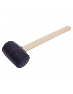 Tradineur - Martillo de goma de 500 G - Longitud 31 cm - Mango de madera - Ideal para obras de bricolaje y carpintería (Negro)