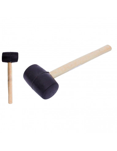 Tradineur - Martillo de goma de 500 G - Longitud 31 cm - Mango de madera - Ideal para obras de bricolaje y carpintería (Negro)