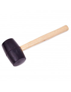 Tradineur - Martillo de goma de 750 G - Longitud 33 cm - Mango de madera - Ideal para obras de bricolaje y carpintería