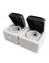 Tradineur - Base de 2 enchufes con tapa de seguridad de 7 x 5 x 14 cm, de 16a/250v. Pack de 2 enchufes unidos, válido para inter