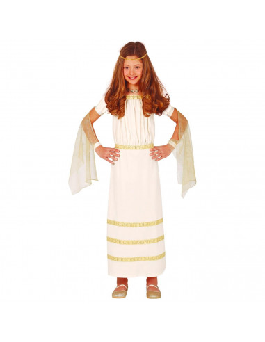 Tradineur - Disfraz de diosas griega infantil - Incluye vestido y velo de mano - Ideal como disfraz de Arde Lucus, Halloween, ca