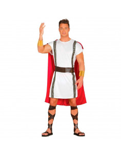 Tradineur - Disfraz de romano, hombre, túnica corta, poliéster 100%, incluye túnica, capa, brazaletes y cinturón, atuendo, carna