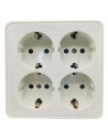Tradineur - Ladrón cuadrado blanco con 4 conectores 16 A - 250 V, protección infantil, adaptador con enchufe, regleta pared, 10