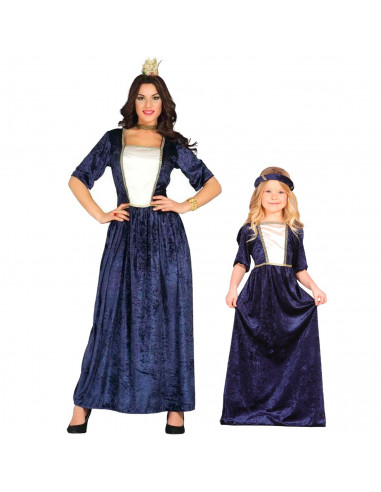 Tradineur - Disfraz Dama medieval Infantil, fibra sintética, incluye vestido y cinta de cabeza, carnaval, arde lucus, halloween,
