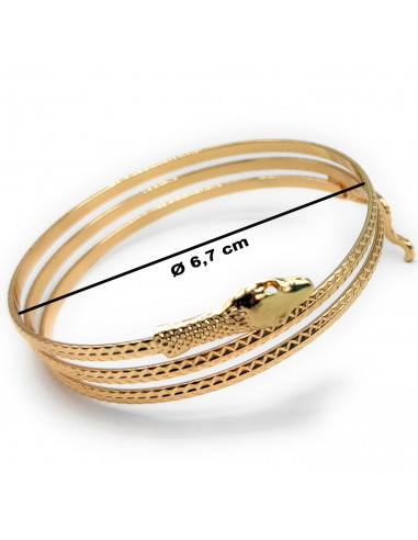 Tradineur - Brazalete de serpiente metálico, pulsera decorativa, complemento para disfraz de Cleopatra, faraona egipcia, carnava
