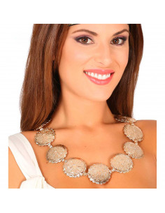 Tradineur - Collar romano con 9 medallones, colgante metálico, complemento para disfraz de romana, carnaval, Halloween, Arde Luc