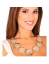 Tradineur - Collar romano con 9 medallones, colgante metálico, complemento para disfraz de romana, carnaval, Halloween, Arde Luc