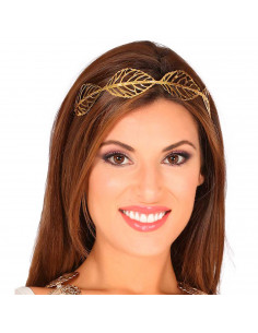 Tradineur - Diadema de hojas metálica, tiara decorativa, complemento para disfraz de romana, diosa griega, carnaval, Halloween,