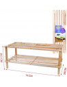 Mueble zapatero de madera 2 niveles 74 x 26 x 29,5 cm, estantería para calzado, soporte para zapatos 2 alturas, baldas, multiuso