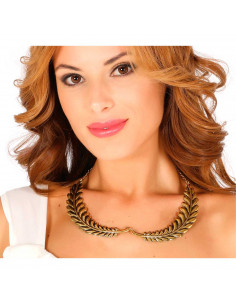 Tradineur - Collar romano laurel, colgante metálico, complemento para disfraz de romana, carnaval, Halloween, Arde Lucus, cospla