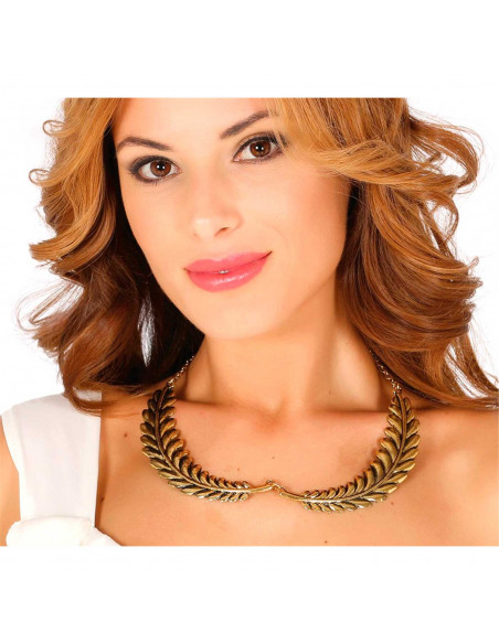 Tradineur - Collar romano laurel, colgante metálico, complemento para disfraz de romana, carnaval, Halloween, Arde Lucus, cospla Tradineur - Collar romano laurel, colgante metálico, complemento para disfraz de romana, carnaval, Halloween, Arde Lucus, cospla