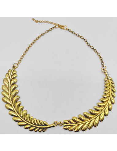 Tradineur - Collar romano laurel, colgante metálico, complemento para disfraz de romana, carnaval, Halloween, Arde Lucus, cospla