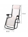 Tradineur - Tumbona plegable con reposabrazos y cojín reposacabezas, silla con respaldo regulable, multiposición, metal y tela,