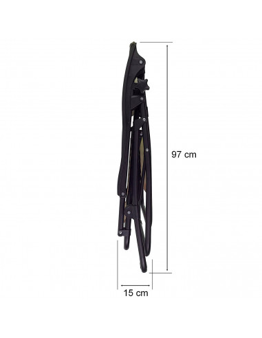 Tradineur - Tumbona plegable con reposabrazos y cojín reposacabezas, silla con respaldo regulable, multiposición, metal y tela,