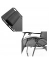 Tradineur - Tumbona plegable con cojín reposacabezas y reposabrazos, silla con respaldo regulable, multiposición, metal y tela,