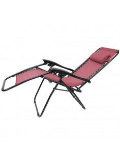 Tradineur - Tumbona plegable con reposabrazos, incluye cojín reposacabezas, silla con respaldo regulable, multiposición, metal y