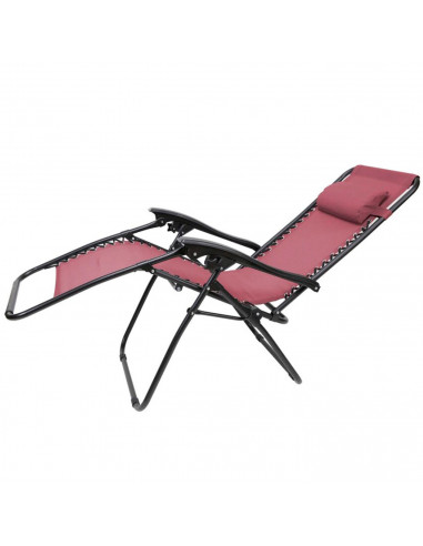 Tradineur - Tumbona plegable con reposabrazos, incluye cojín reposacabezas, silla con respaldo regulable, multiposición, metal y