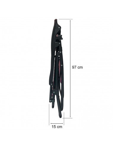 Tradineur - Tumbona plegable con reposabrazos, incluye cojín reposacabezas, silla con respaldo regulable, multiposición, metal y