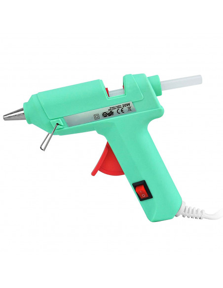 Tradineur - Pistola de silicona caliente 20W, modelo Creative, pistola de pegamento, encolar, incluye 2 barras de silicona, cabl