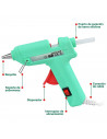 Tradineur - Pistola de silicona caliente 20W, modelo Creative, pistola de pegamento, encolar, incluye 2 barras de silicona, cabl